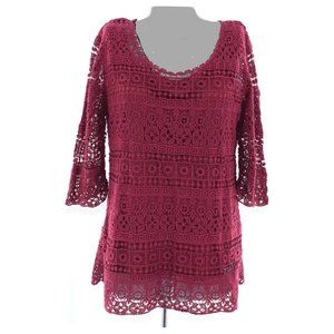Christopher & Banks Burgundy Crochet Tunic M
